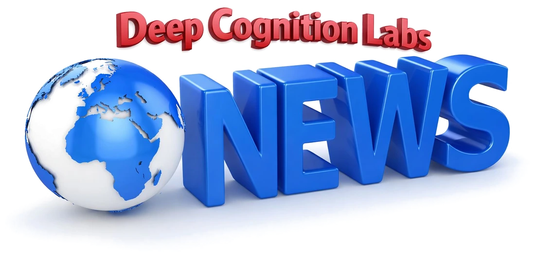 Deep Cognition Labs — 3D rendered globe and NEWS text graphic